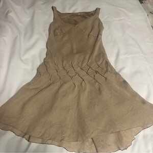 Max Studio Tan Midi Dress size small 85% linen